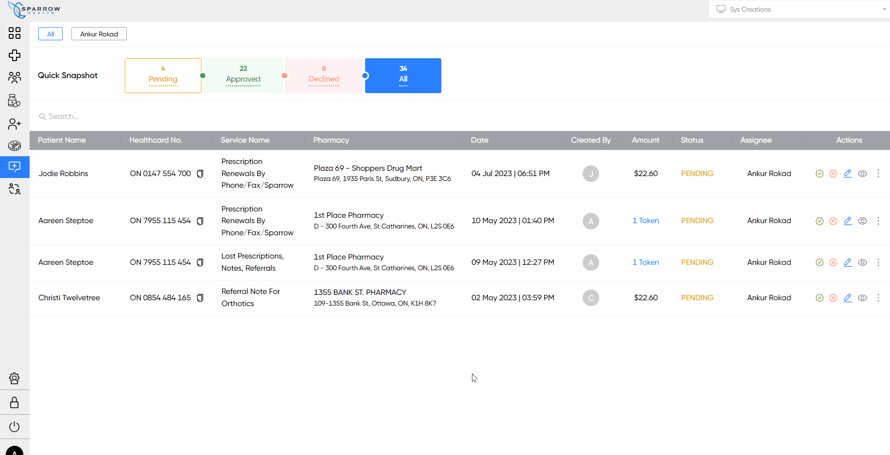 Service Request Drawer