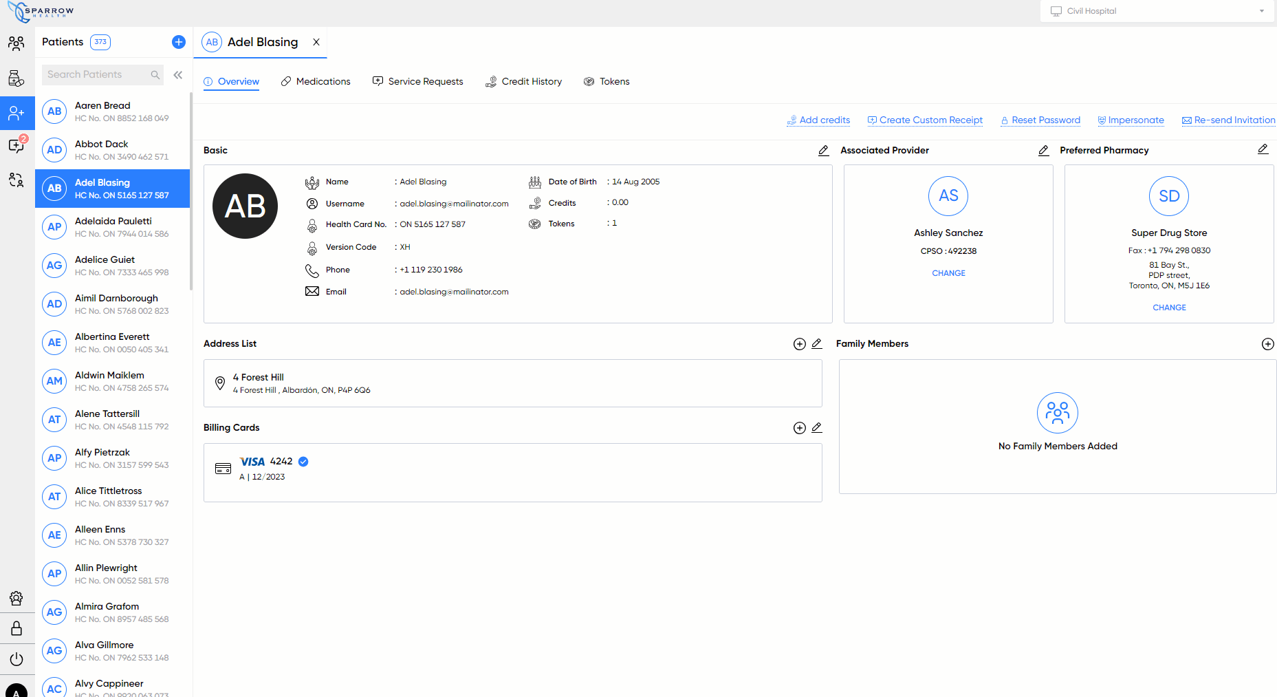 Service Request Drawer
