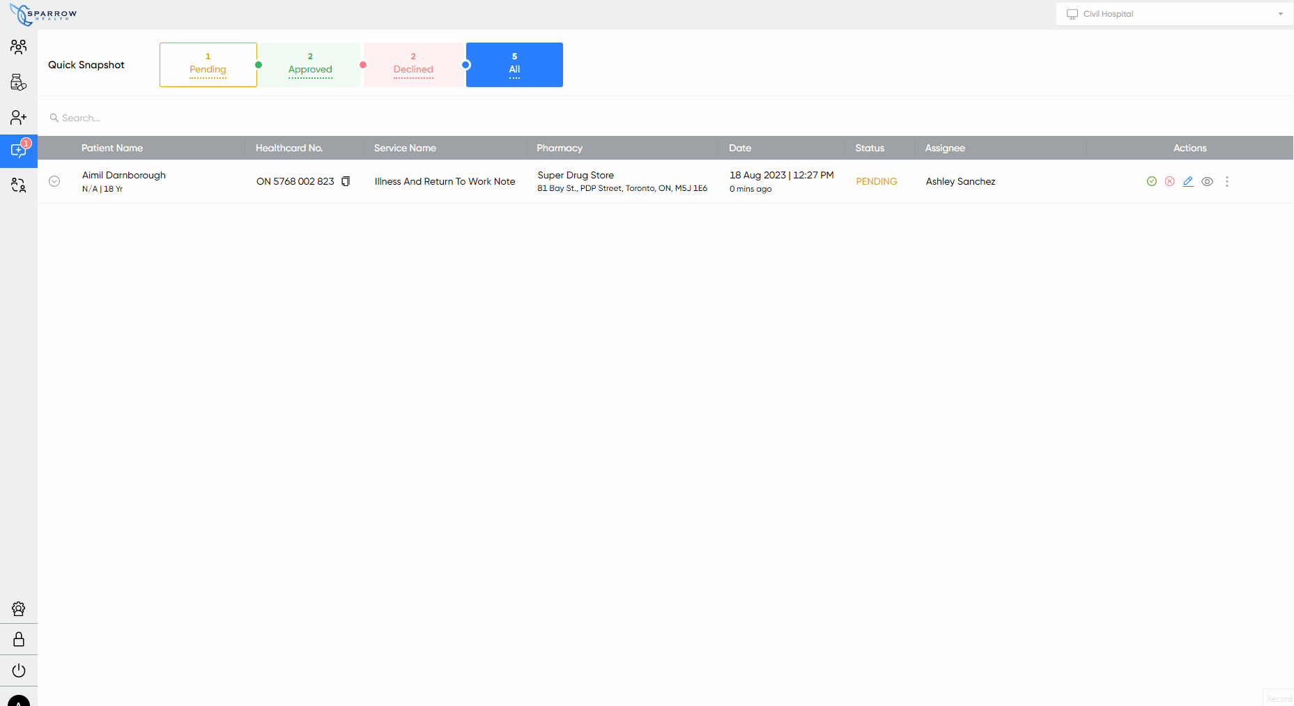Service Request Drawer